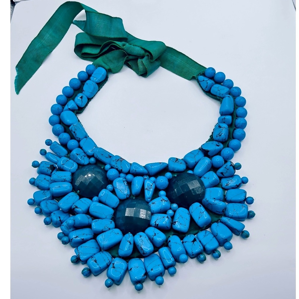 Roberta Freymann Handmade Turquoise Bib Statement Necklace
Unique Rare Find